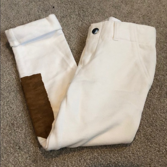 Ralph Lauren size 4 cotton 🐎 pants white cuffed with thigh patch - Picture 1 of 5
